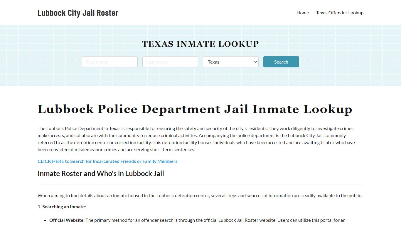 Lubbock Police Department & City Jail, TX Inmate Roster, Arrests, Mugshots